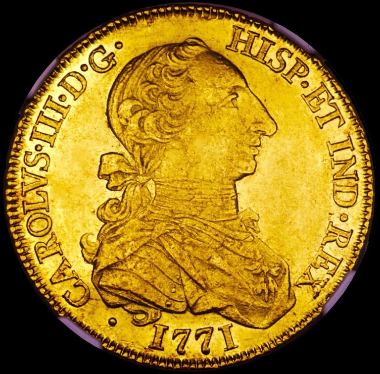 Read more about the article 🔥MEXICO 1771 MO-MF ☆ 8 ESCUDOS  GOLD ☆ NGC “AU – 55” ☆ Ex RUDMAN ☆ RARE