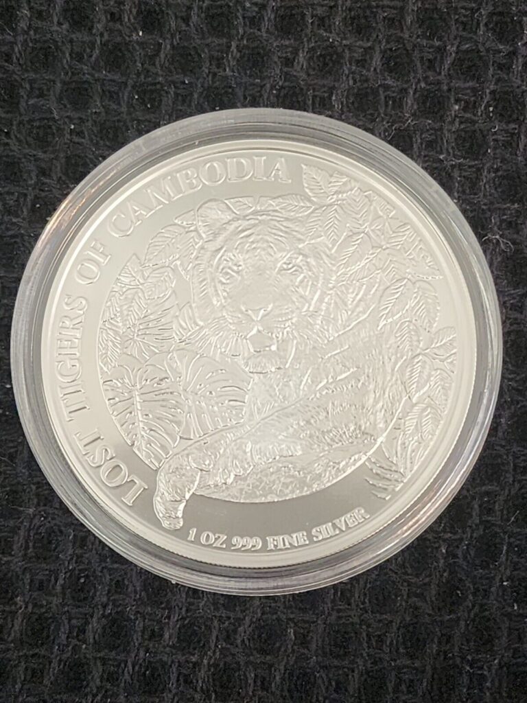 Read more about the article 2023 Lost Tigers Of Cambodia 1 OZ Silver Coin BU.