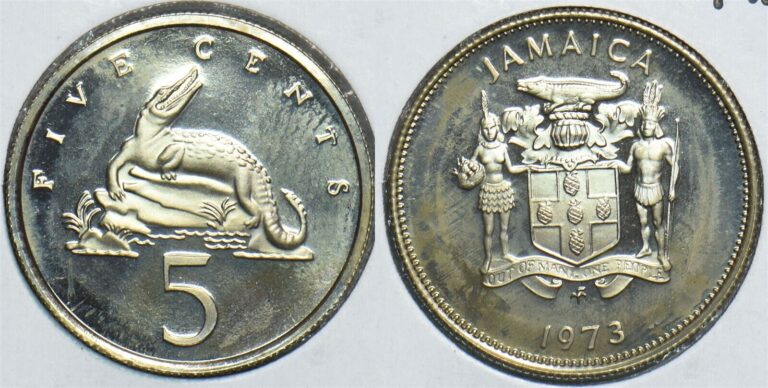 Read more about the article Jamaica 1973 5 Cents Crocodile animal Proof 153824 combine shipping