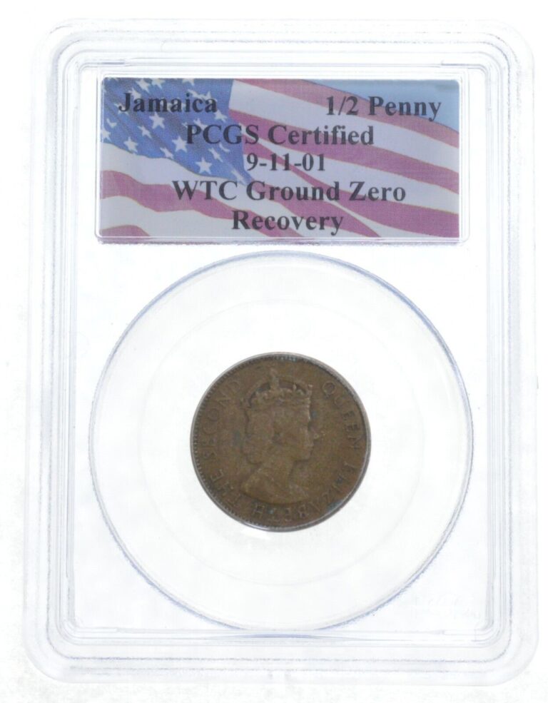 Read more about the article Jamaica 1/2 Penny PCGS Cert. 9-11-01 Twin Towers WTC Ground Zero Recovery