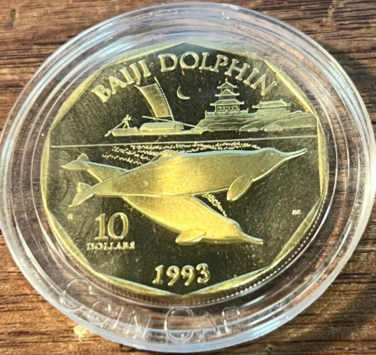 Read more about the article MARSHALL ISLANDS WHALES and DOLPHINS $10 BRASS COINS BAIJI DOLPHIN