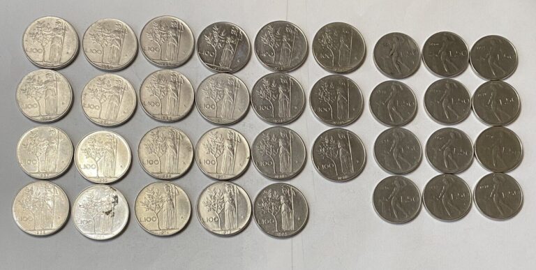 Read more about the article Foreign World Coins -Lot of 35 – Italian Coins -50 and 100 Lire