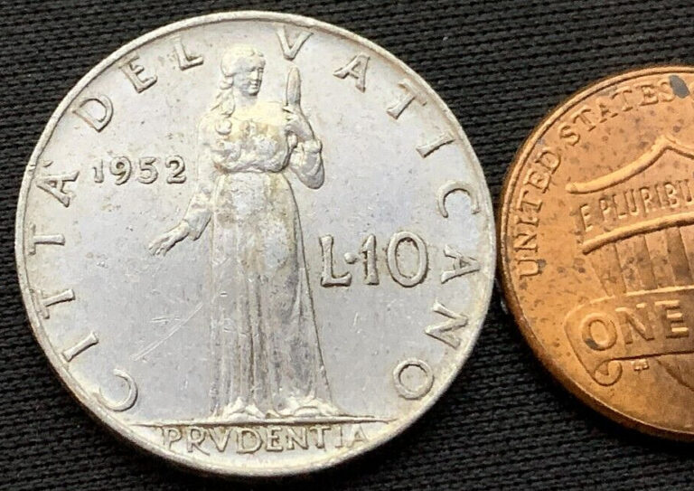 Read more about the article 1952 Vatican City 10 Lire Coin AU   ( 1.1 Million Minted )   #N193