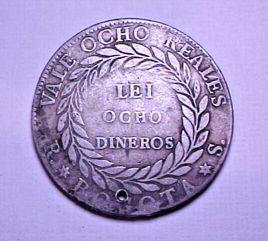 Read more about the article 1840 Nueva Granada Bogota  Colombia Ocho Dineros 8 reales Silver Crown Coin