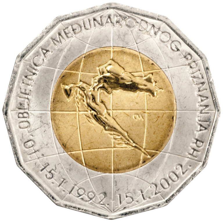 Read more about the article Croatia 25 Kuna 2002. Memorial Edition  10 years independence Bi – Metallic coin