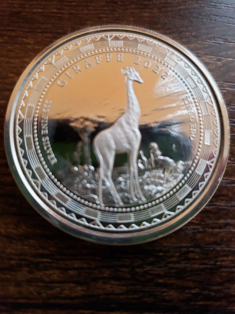 Read more about the article 2022 Equatorial Guinea Giraffe 1 oz .999 Silver Coin Proof Like 