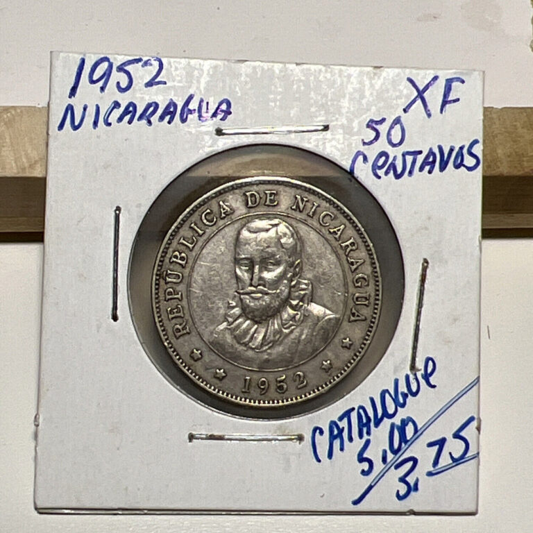 Read more about the article 1952 Nicaragua 50 Centavos XF (INV B)