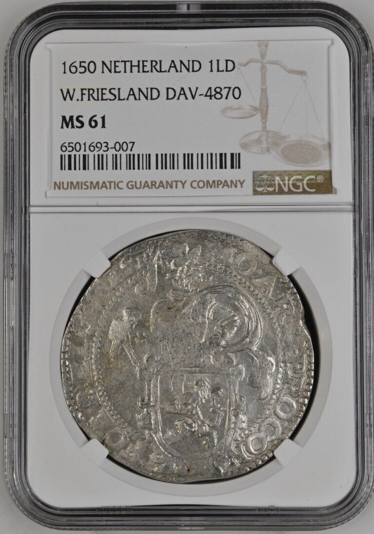 Read more about the article 1650 Netherlands Lion Daalder West Friesland NGC MS61 DAV-4870 Silver Dollar 1LD