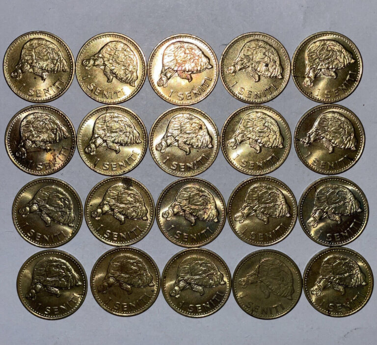 Read more about the article Turtle Giant Tortoise 1974 Tonga 1 Seniti 20 Coins 17.5mm Brass Estate Lot KM27a