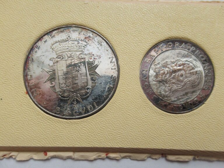 Read more about the article 1964 Malta 2 Coin Silver Proof Set  package beat up  coins heavy toning