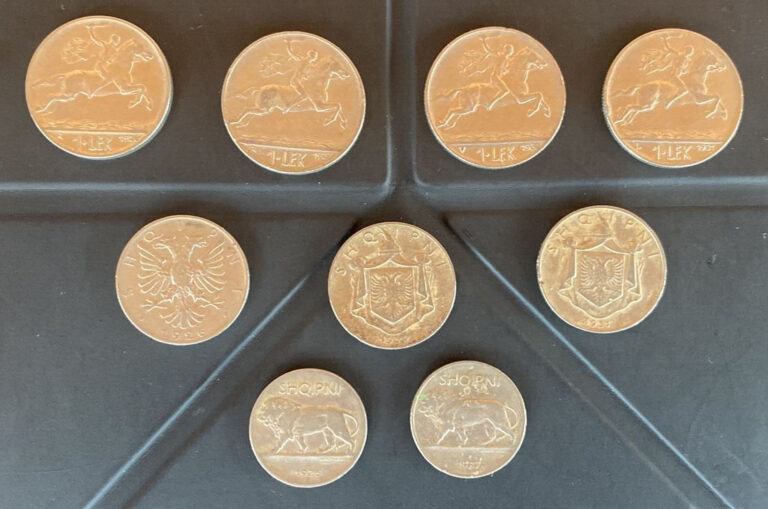 Read more about the article albania coins set  9 pcs used 1/4 – 1/2 – 1 lek 1926 1927 1930 1931.