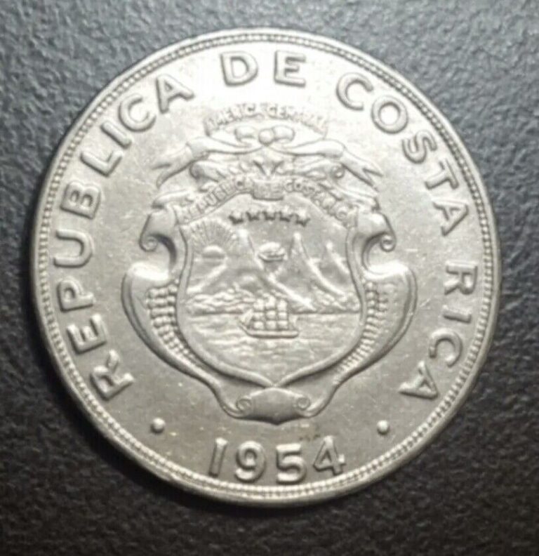 Read more about the article 1954 Costa Rica 2 Colones Large Stainless Steel Vintage Coin KM 187.1