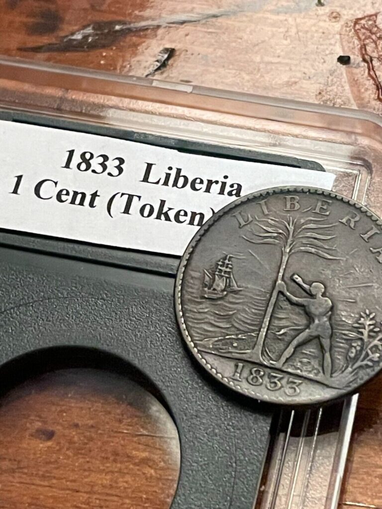 Read more about the article 1833 Liberia One 1 Cent Copper – RARE! – American Colonization Society w/ Case!
