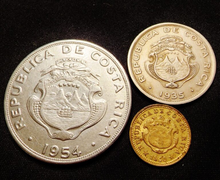 Read more about the article 3 Costa Rica Coins – 1954 2 Colones  1935 25 Centimos and 1940 5 Centimos