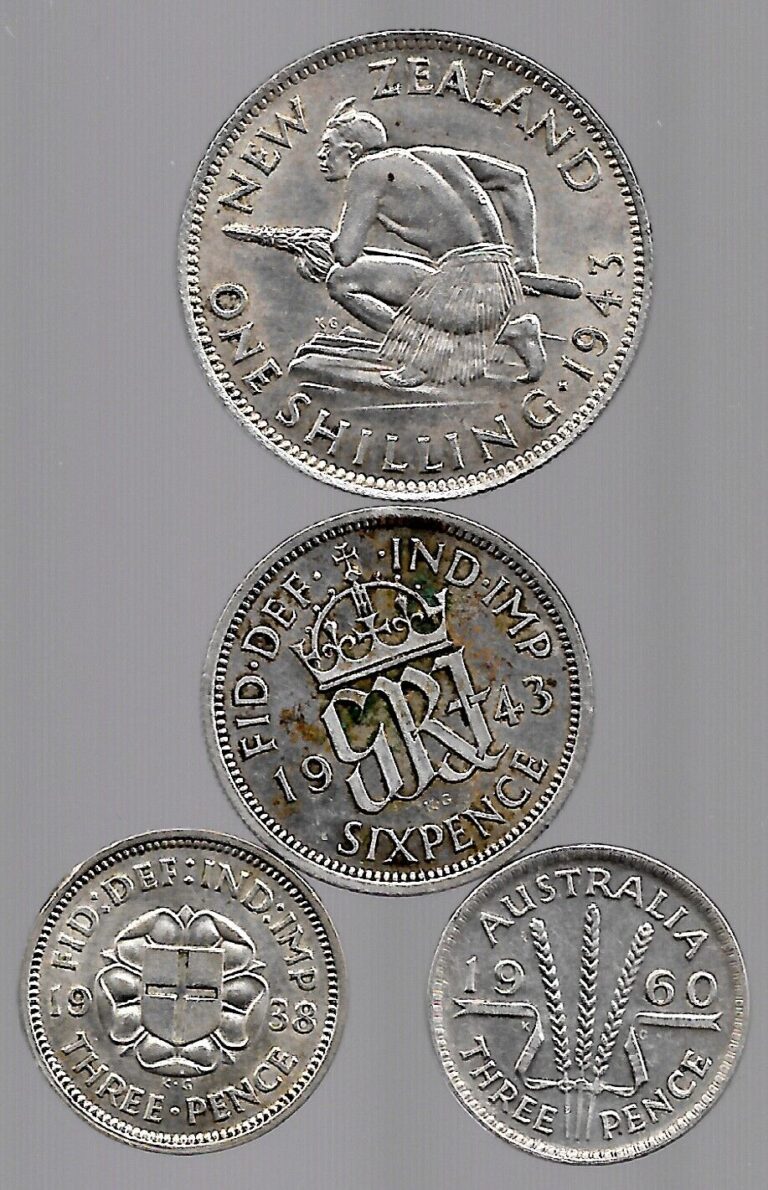 Read more about the article .500 SILVER World Coins Lot of 4 Australia  Great Britain  New Zealand