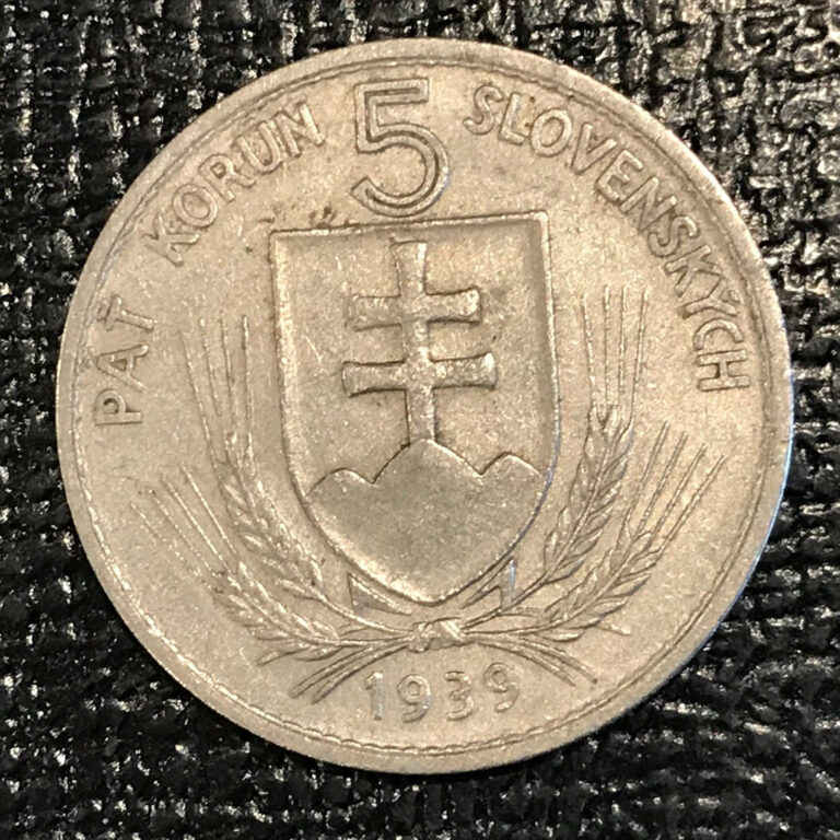 Read more about the article HIGH GRADE 1939 SLOVAKIA 5 KORUN COIN-FEB518