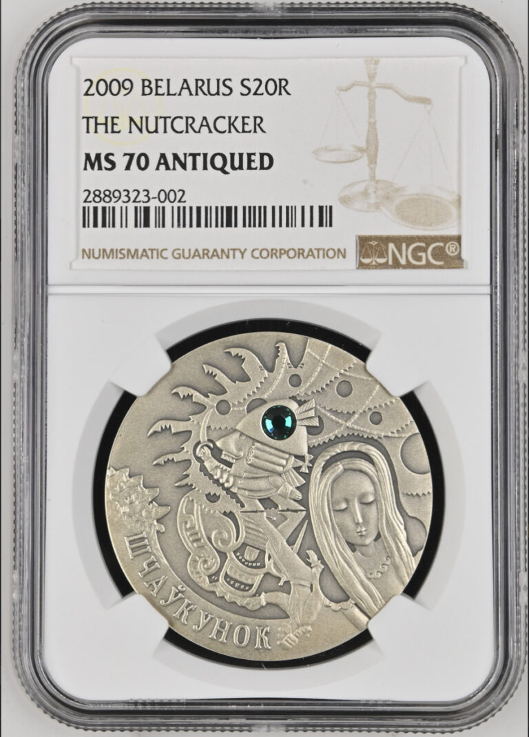 Read more about the article 20 ROUBLES 2009 BELARUS NUTCRACKER SILVER UNC RARE NGC MS70