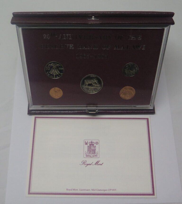 Read more about the article 1985 Malawi 1965-1985 20th Anniversary of Reserve Bank Coins Proof Set