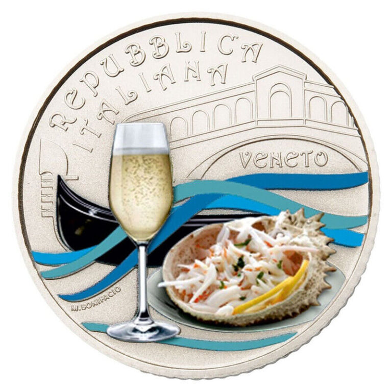 Read more about the article 2023 Italy € 5 Euro BU Coin – Veneto: Prosecco and Spider Crab Food and Wine