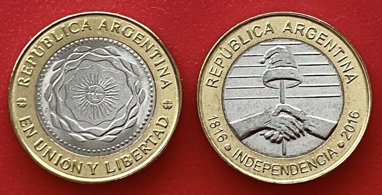 Read more about the article Argentina 2 Pesos Bimetallic 2 Coin 2016 Independence 100 Year Commemorative Unc