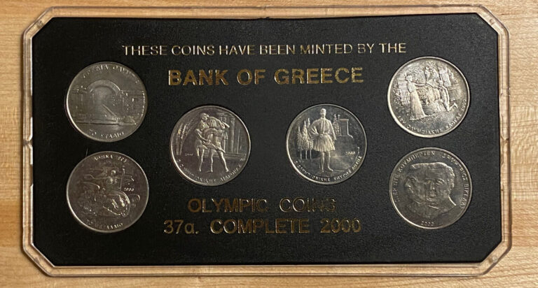 Read more about the article Greece  Greek coins UNCirculated 6 x 500 drachmas Olympic Games Athens 2000 37a