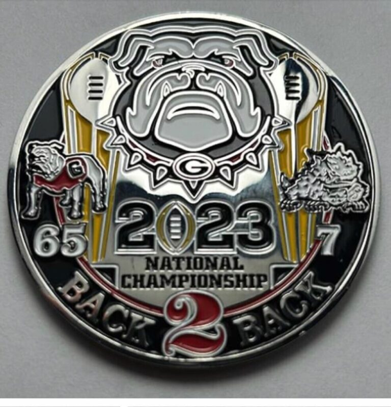 Read more about the article 2023 GEORGIA BULLDOGS  BACK 2 BACK CHAMPIONSHIP COIN AND CARD WITH RECORD and LOGO