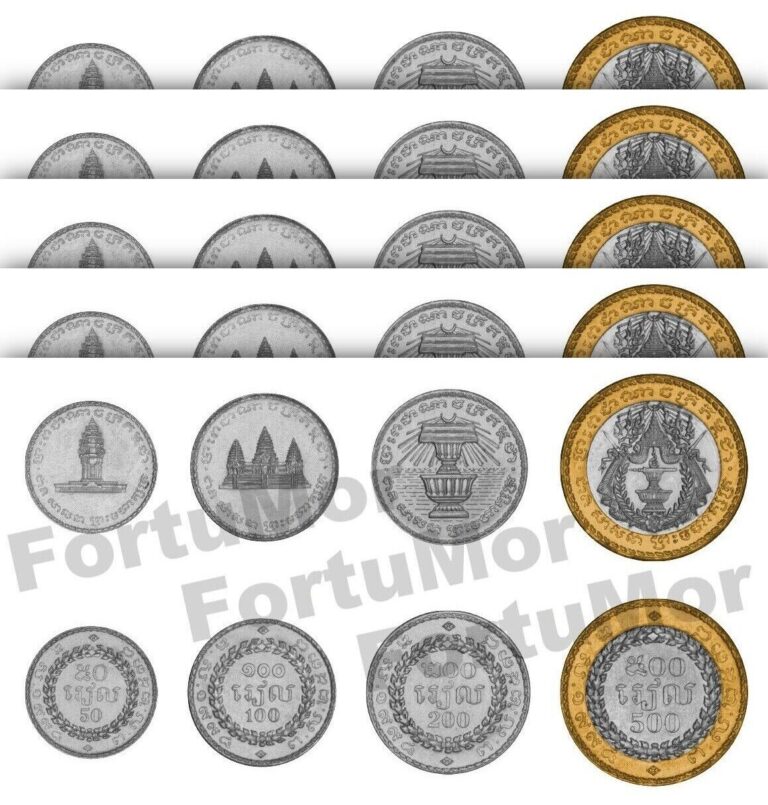 Read more about the article Cambodia COIN 5 (x) 4 Pcs SET  50 100 200 500 Riels 1994  UNC  BIMETAL