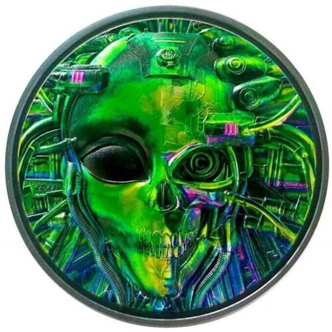 Read more about the article 2021 Palau 3 oz ALIEN CYBORG REVOLUTION Black proof .999 $20 Silver coin