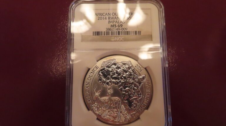 Read more about the article 2014 Rwanda S50F IMPALAS MS69 NGC 1 oz .999 Silver African Coin Bullion