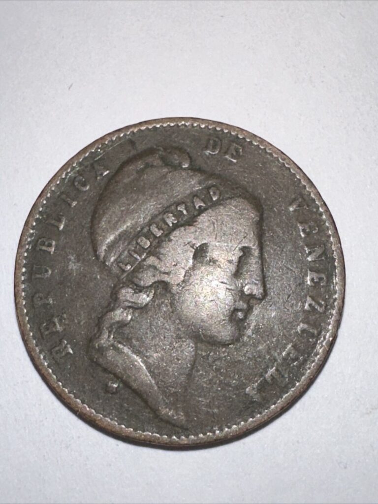 Read more about the article Rare VENEZUELA Venezuelan 1852  1/2 Copper CENTAVO Beautiful “Liberty” head