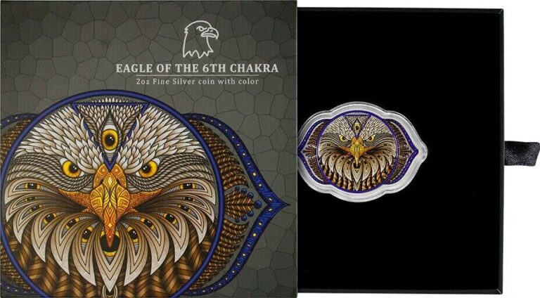 Read more about the article 2023 $5 Solomon Islands Eagle of the 6th Chakra Phil Lewis 2 oz Silver Coin