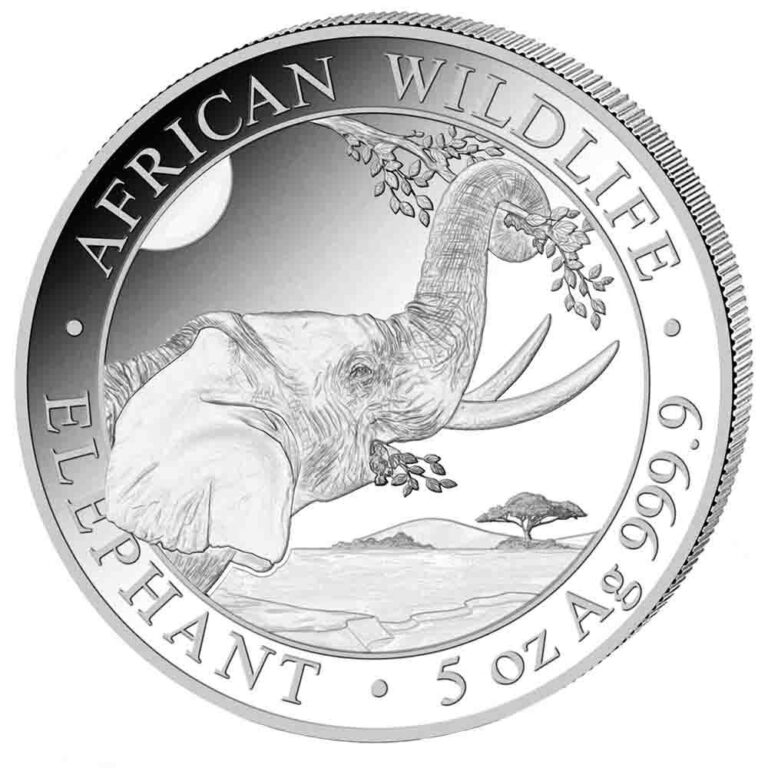 Read more about the article 2023 5 oz Somalia Silver Elephant Coin (BU)