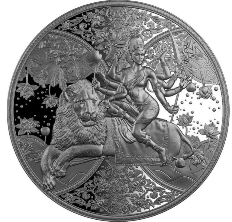 Read more about the article 2023 Cameroon Hindu Goddess Durga 1oz Silver High Relief BU Coin