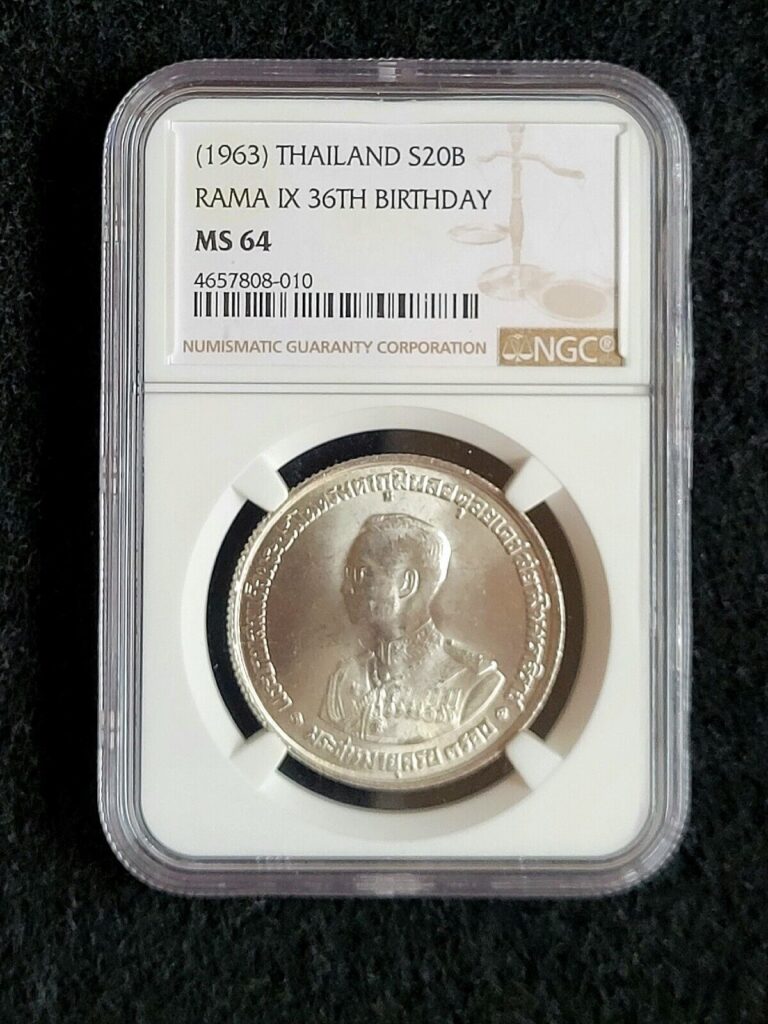 Read more about the article 1963 Thailand S20B Rama IX 36th Birthday NGC MS-64 SILVER