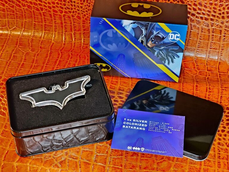 Read more about the article 2022 Samoa 1 oz Silver Colorized Batman Batarang Shaped Coin BU – READY TO SHIP!