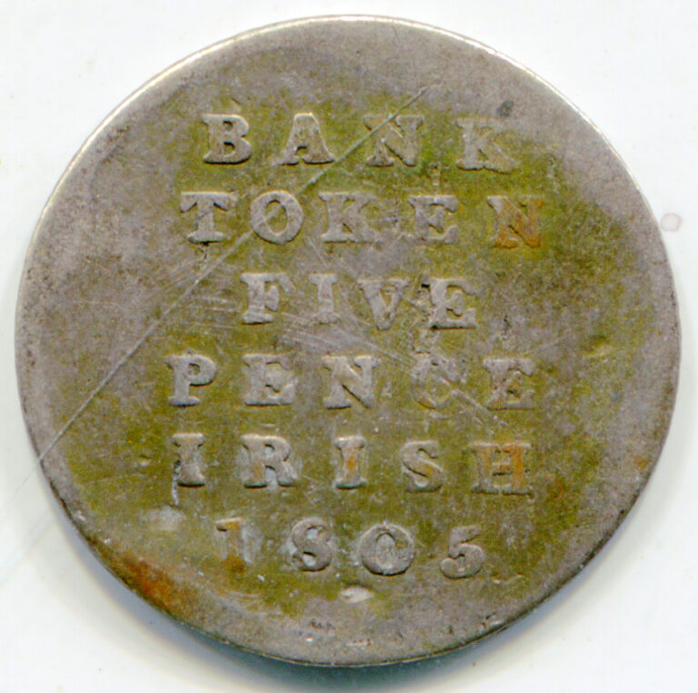 Read more about the article Ireland 5 Irish Pence bank token KM-Tn2 scarce  lotmay3606