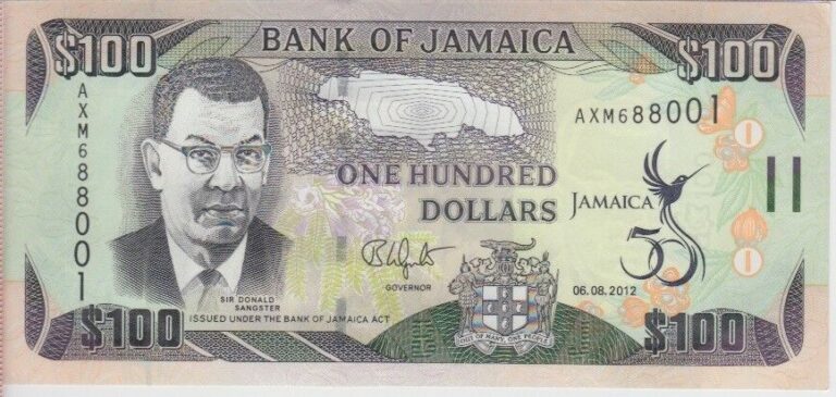 Read more about the article Jamaica Banknote P90 100 Dollars 2012 Commemorative  UNC