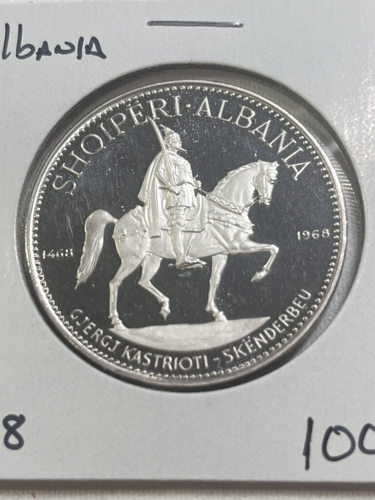 Read more about the article 1968 Albania 10 Leke Proof Silver Skanderbeg’s Death Commemorative