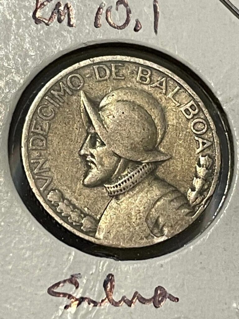 Read more about the article PANAMA 1930 1/10 BALBOA  KM10.1  VF  .900 SILVER  ROTATED DIE  FREE USA SHIPPING