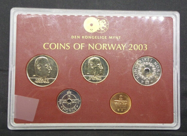 Read more about the article NORWAY 5 Uncirculated Coins 2003 Coin Set from the Royal Mint – G824