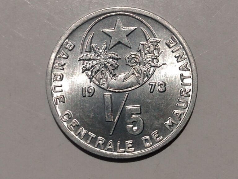 Read more about the article 1973 MAURITANIA 1/5 OUGUIYA ALUMINUM COIN UNC