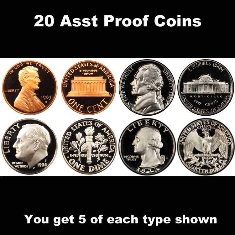 Read more about the article Lot of 20 Assorted Gem Proof Coins ~ Uncirculated Coin Collection