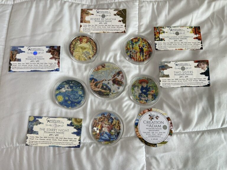 Read more about the article Micropuzzle Treasures Silver Coin Palau COMPLETE SET (6) COA #499 rare find