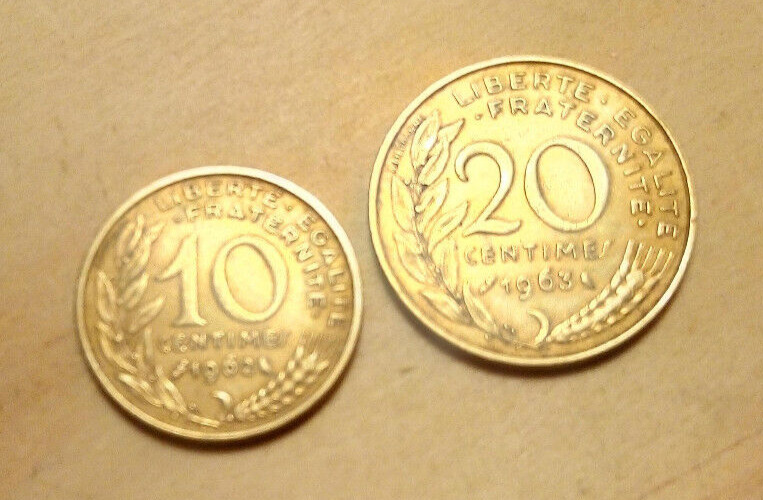 Read more about the article France – 20 Centimes 1963 and 10 Centimes 1962 Coins #2784