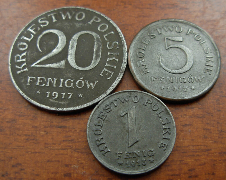 Read more about the article Poland 1917-18 Iron Lot of 3 Coins 1 5 and 20 Fenigow Circulated