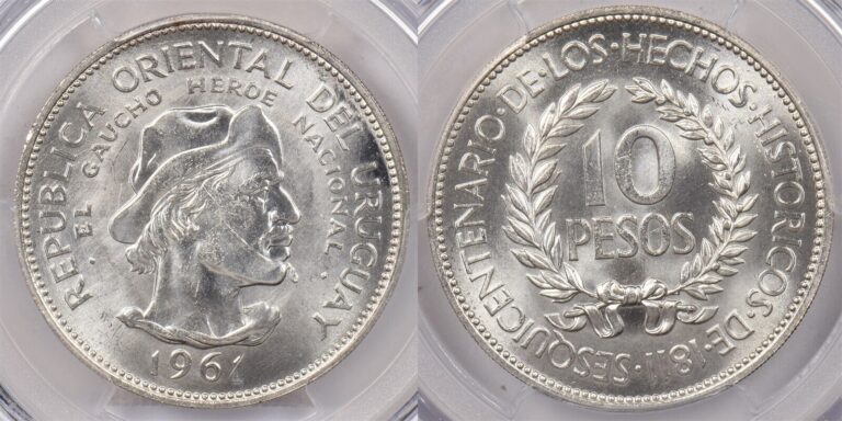 Read more about the article Uruguay 1961 10 Pesos PCGS MS 64 Revolution Sesquicentennial PI0132 combine ship