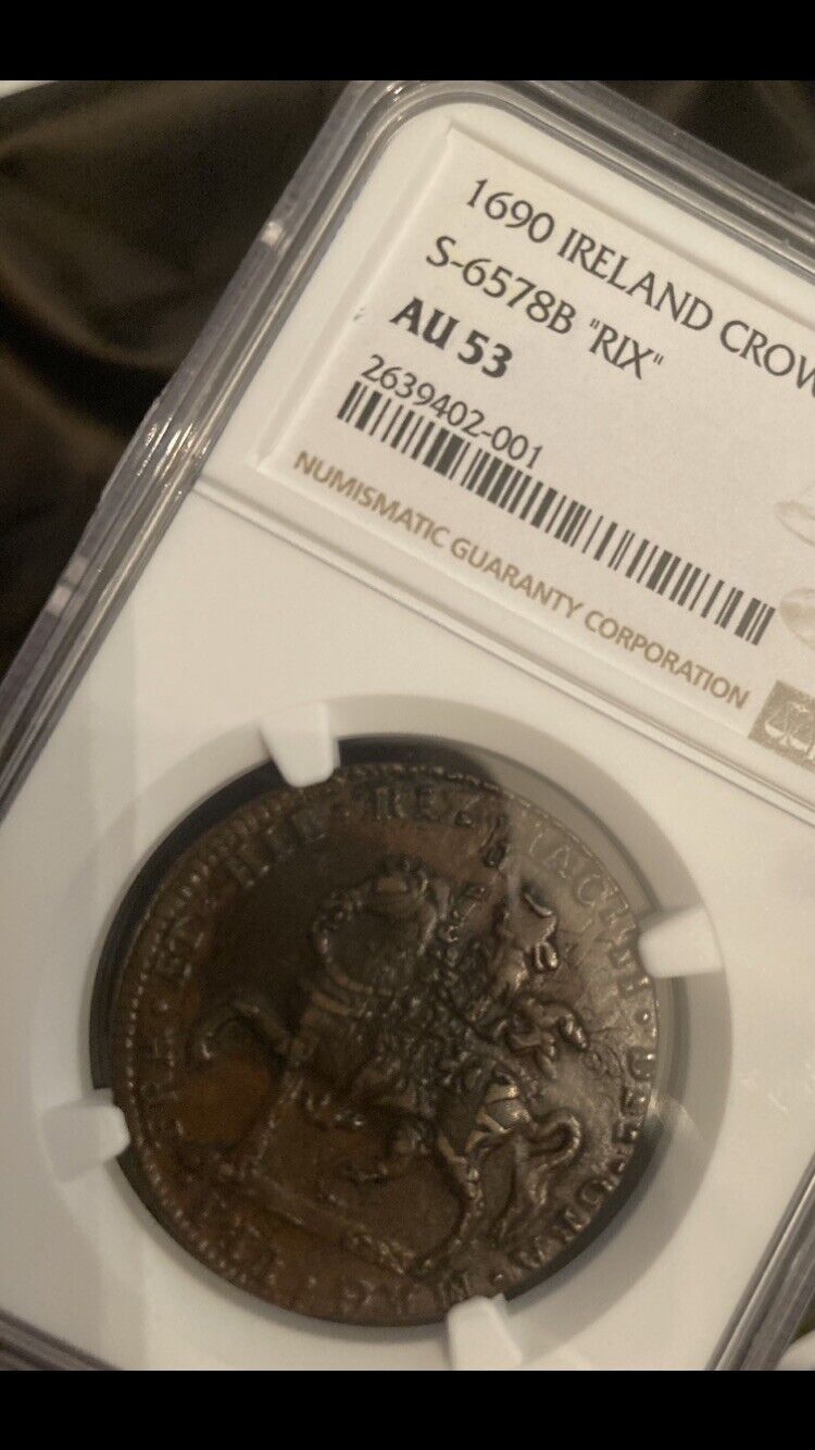 Read more about the article Extremely Rare Top Pop 1690 Ireland Crown “RIX” Gun Money S-6578B AU53 NGC