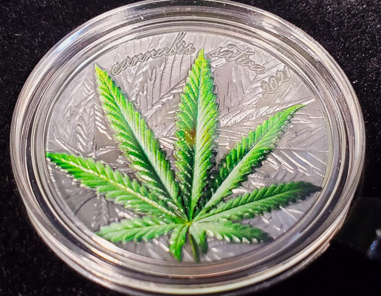 Read more about the article 2021 REPUBLIC OF BENIN CANNABIS SATIVA 1oz PURE SILVER .999 COIN LIMITED TO #499