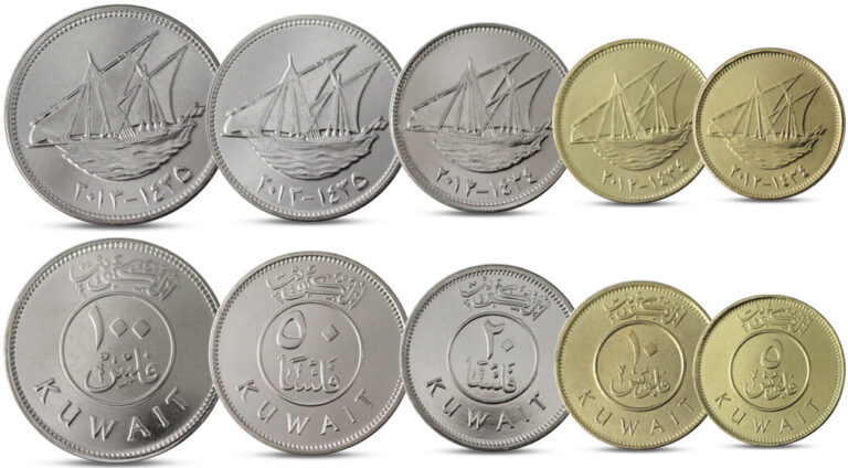 Read more about the article KUWAIT CURRENCY SET 5 COINS 5  10  20  50  100 FILS UNC