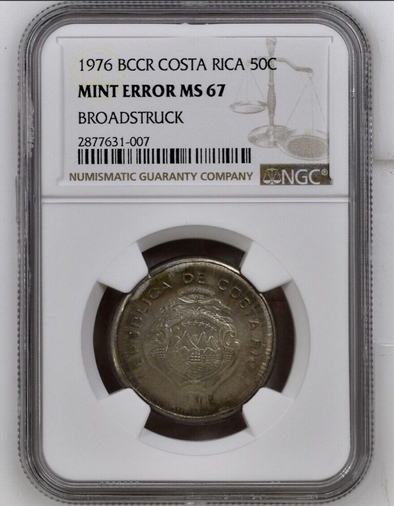 Read more about the article Costa Rica 50 Centimos Broadstruck Error coin 1976. TOP POP